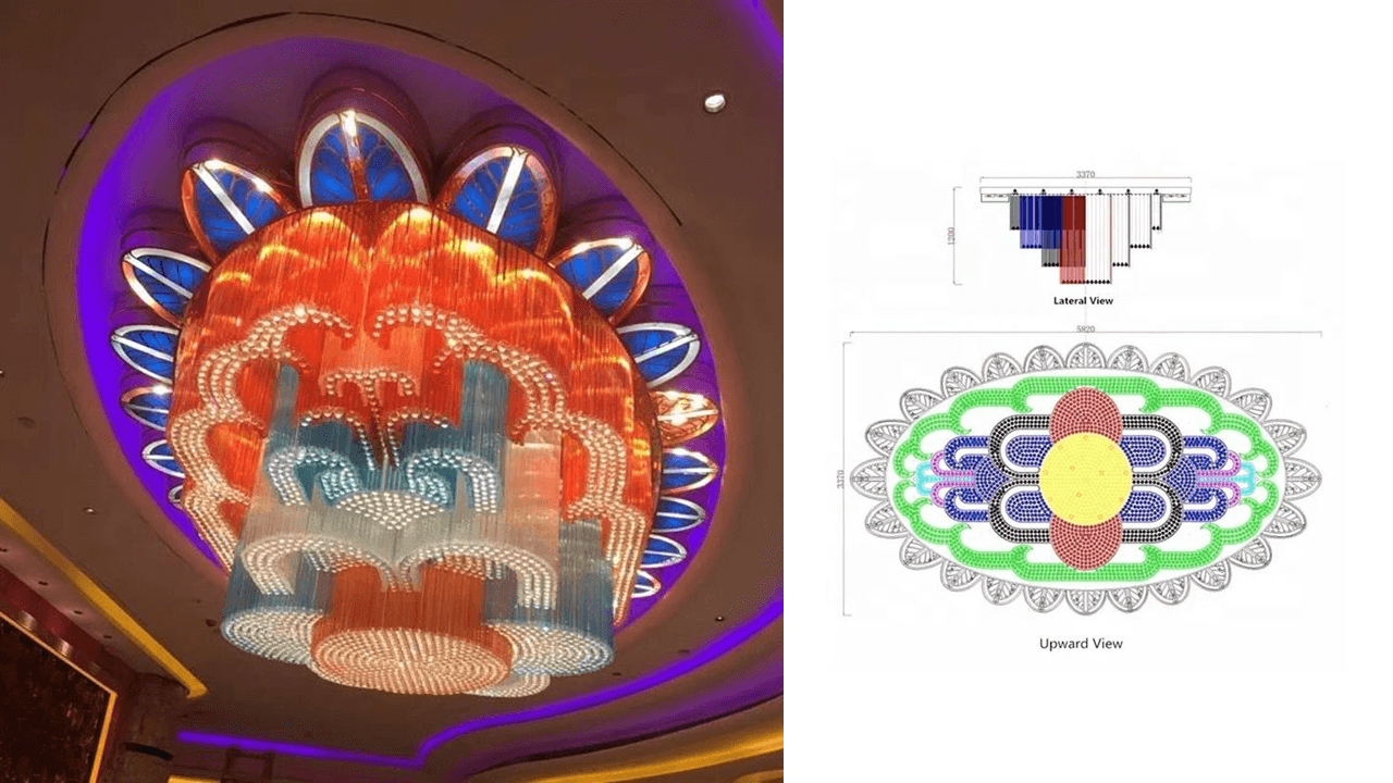 Bangalore's Crown Jewel: A Symphony of Color in a Multi-Colored Crystal Chandelier - Jagmag Lights