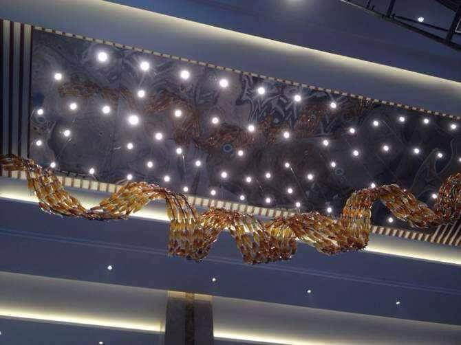 Learn About Crystal Crown Banquet [Punjab] - Golden Ribbon Lights and Chandeliers - Brand name Jagmag Lights