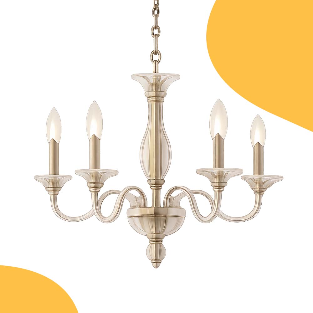 Glass chandelier, with the background adding an elegant yet modern touch