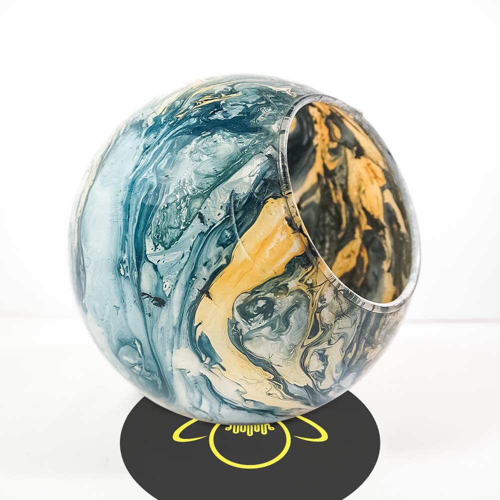 OceanMist Blue FluidFlow Borosilicate Glass Ball – 6 Inch Round | Lighting Component for Chandeliers