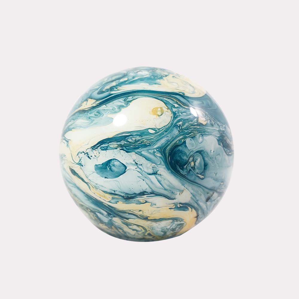 OceanMist Blue FluidFlow Borosilicate Glass Ball – 6 Inch Round | Lighting Component for Chandeliers