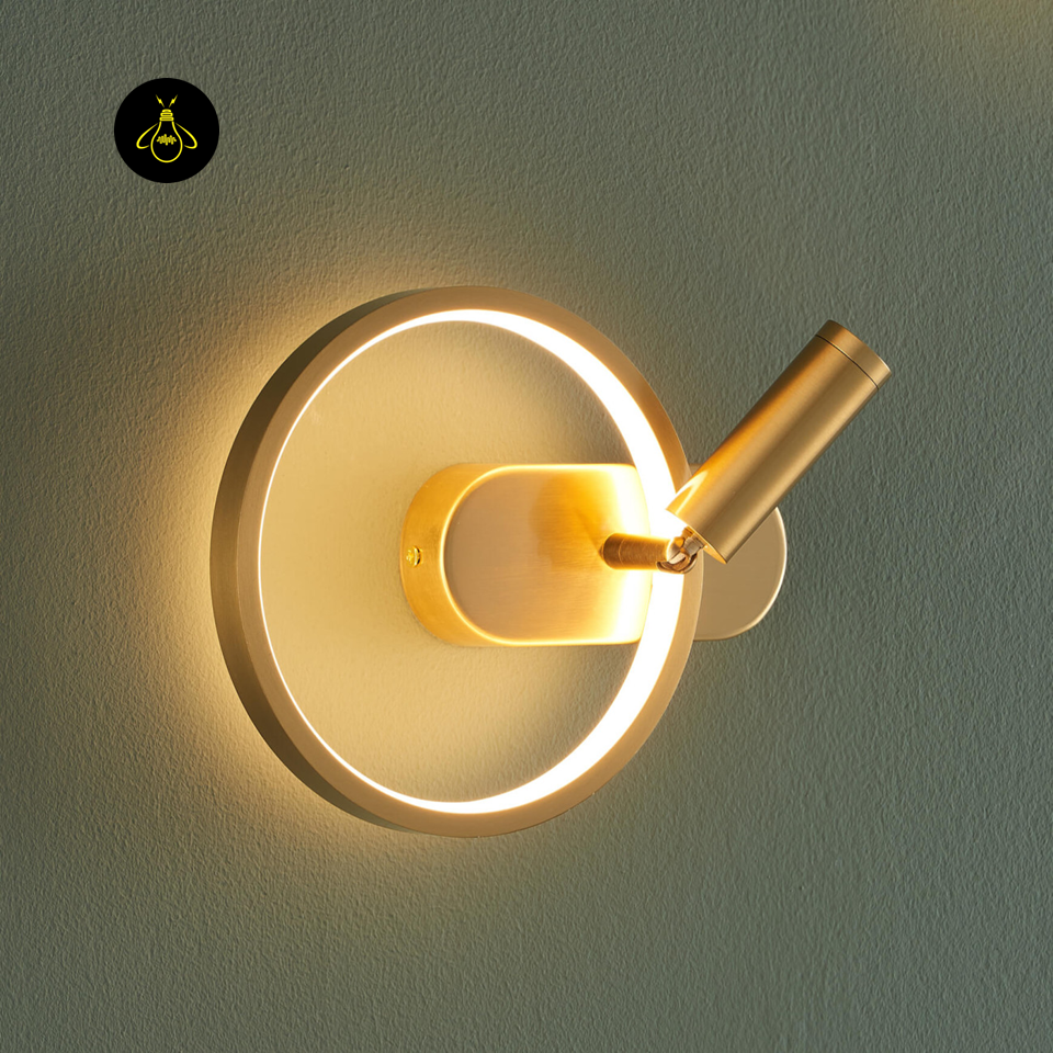LED Circle Wall Light – Gold & Black Reading Light | Wall Light for Bedroom & Study | Jagmag Lights