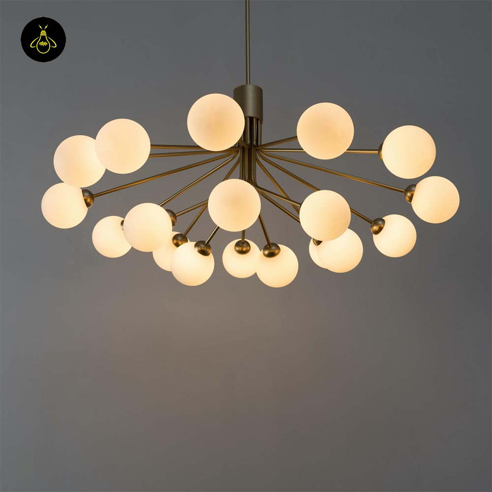 Gold Plated Pendant Lamp – Elegant 18 Ball Design | Decorative Lighting for Living Room, Dining | Jagmag Lights