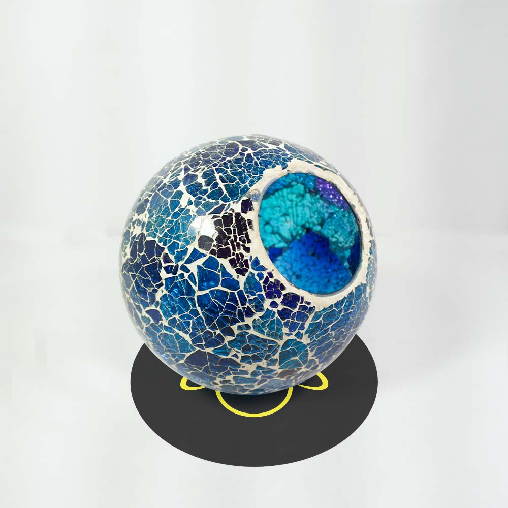 Blue Borosilicate Aqua Crackle Glass Ball – 6.5 Inch | Lighting Component for Chandeliers