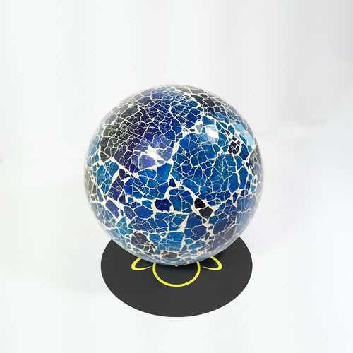 Blue Borosilicate Aqua Crackle Glass Ball – 6.5 Inch | Lighting Component for Chandeliers