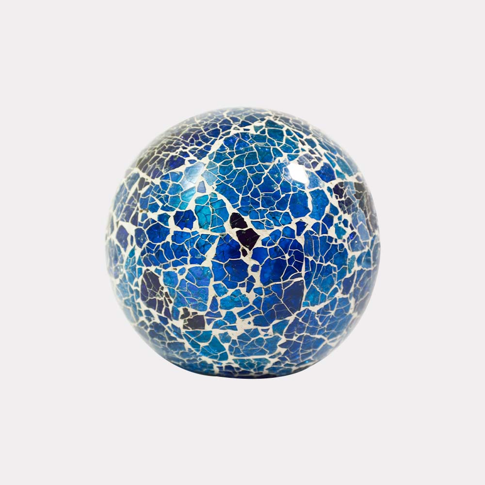 Blue Borosilicate Aqua Crackle Glass Ball – 6.5 Inch | Lighting Component for Chandeliers