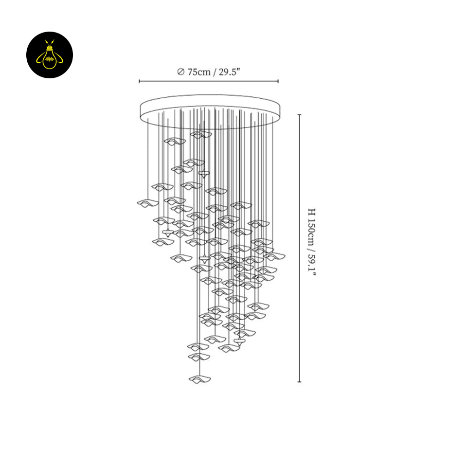 Jagmag Lights Cascading Wave Chandelier with Integrated LED, 29.5″ Diameter, for Living Room or Dining Room - Fancy and Decorative lights - Brand name jagmag lights