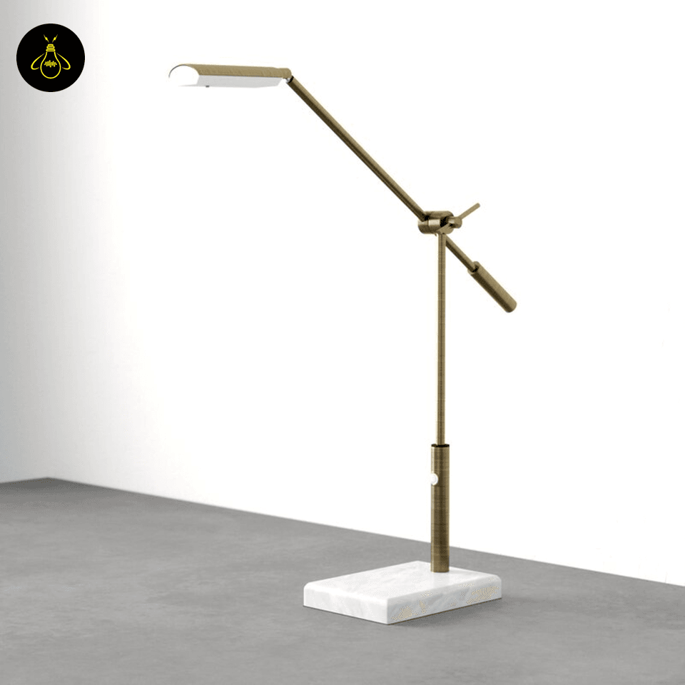 Jagmag LED Desk Lamp - Antique Brass Metal with Marble Base, 26-Inch Height, Touch Dimmer, for Office & Study - Fancy and Decorative lights - Brand name jagmag lights