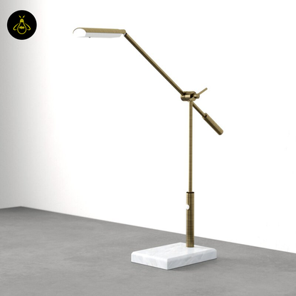 Jagmag LED Desk Lamp - Antique Brass Metal with Marble Base, 26-Inch Height, Touch Dimmer, for Office & Study