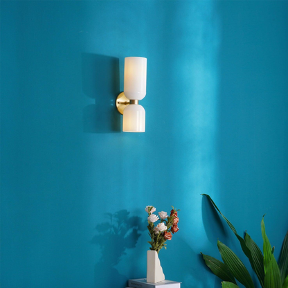 Jagmag Edie Brass Wall Sconce - Opal Glass, 35cm Height, for Elegant Interiors