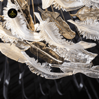 Jagmag Lights Crystal Feather Chandelier with Hand Blown Glass, 31.5-Inch, for Upscale Venues - Fancy and Decorative lights - Brand name jagmag lights