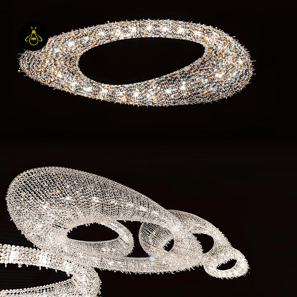 Jagmag Lights Modern Round Crystal Chandelier with Chrome Finish, Adjustable Height, for Living Room or Dining Room - Fancy and Decorative lights - Brand name jagmag lights