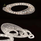 Jagmag Lights Modern Round Crystal Chandelier with Chrome Finish, Adjustable Height, for Living Room or Dining Room - Fancy and Decorative lights - Brand name jagmag lights