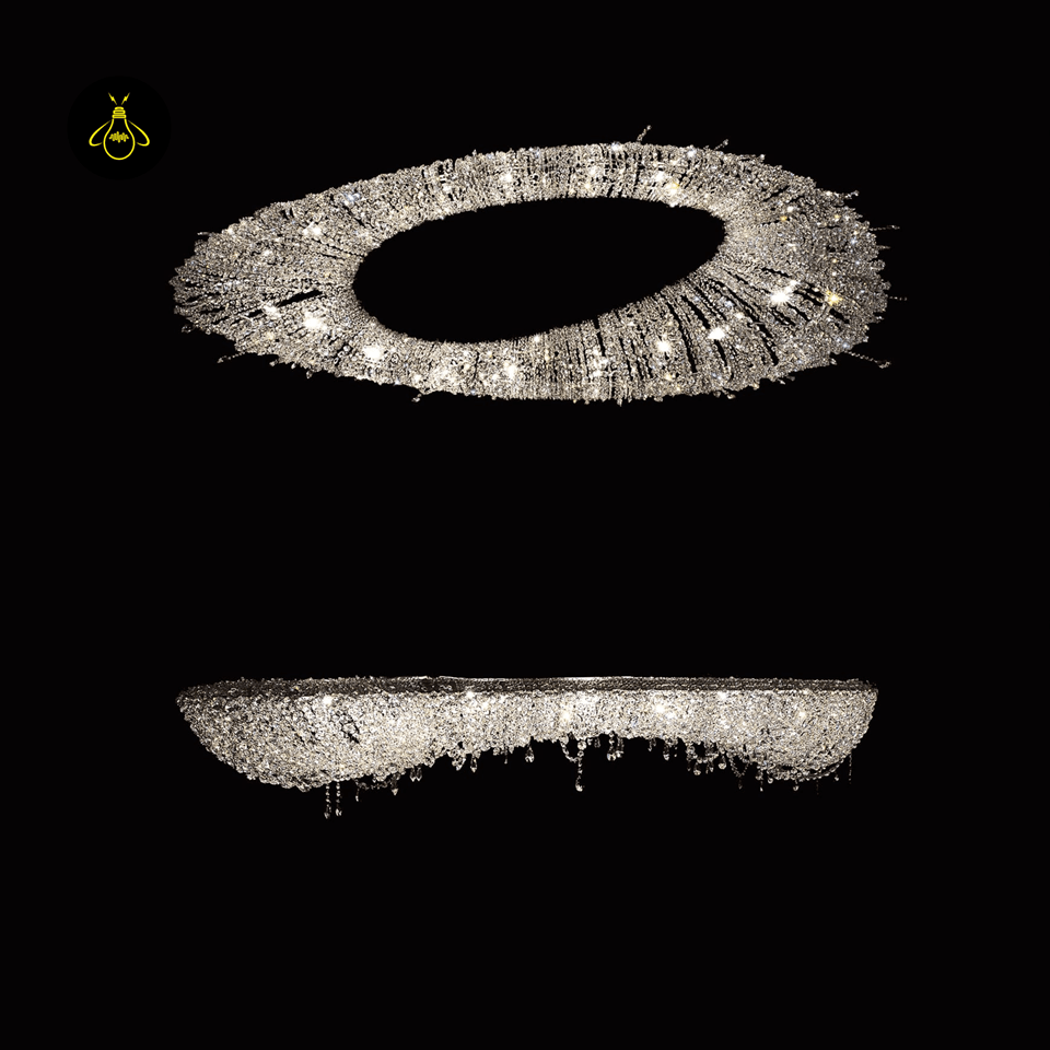 Jagmag Lights Modern Round Crystal Chandelier with Chrome Finish, Adjustable Height, for Living Room or Dining Room - Fancy and Decorative lights - Brand name jagmag lights