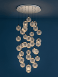 Jagmag Elegant Glass Sphere Chandelier - Satin Steel with Nickel Connectors, 78cm Base, for Luxurious Interiors - Fancy and Decorative lights - Brand name jagmag lights