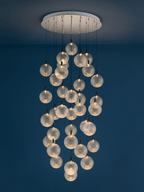 Jagmag Elegant Glass Sphere Chandelier - Satin Steel with Nickel Connectors, 78cm Base, for Luxurious Interiors - Fancy and Decorative lights - Brand name jagmag lights