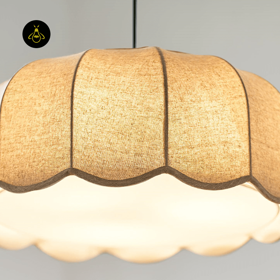 Jagmag Lights Fabric Pendant Light | Textured Beige Shade | E26/E27 | India - Fancy and Decorative lights - Brand name jagmag lights