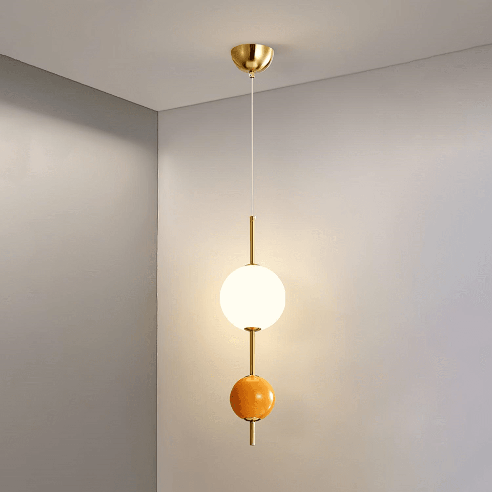 Jagmag Lights Colored Glass Ball Pendant Light | Modern Design | LED | Gold/Orange | Made in India - Fancy and Decorative lights - Brand name jagmag lights