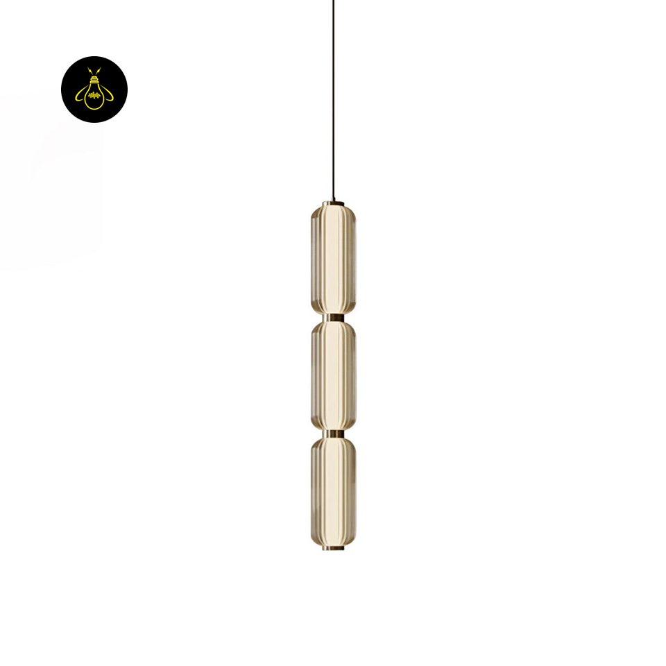 Jagmag Lights Linear Glass Pendant Light | Elma Design | LED | Gold & Clear | India