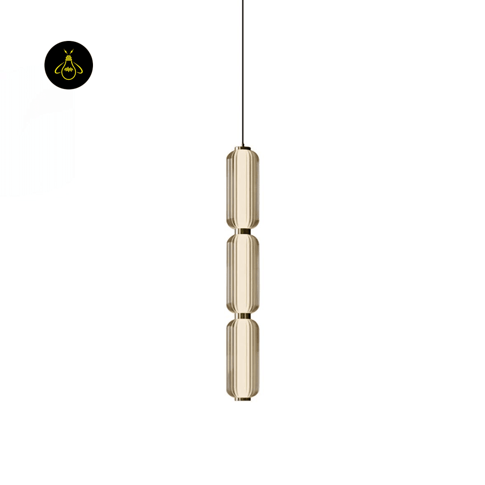 Jagmag Lights Linear Glass Pendant Light | Elma Design | LED | Gold & Clear | India - Fancy and Decorative lights - Brand name jagmag lights