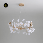 Jagmag Lights Ginkgo Leaf Chandelier with Ceramic Leaves, 31.5″ Diameter, Adjustable Height, for Living Room or Dining Room - Fancy and Decorative lights - Brand name jagmag lights