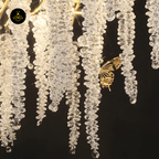 Jagmag Lights Wisteria Flower Crystal Chandelier with Gold Finish, 18″ Diameter, Adjustable Height, for Living Room or Dining Room - Fancy and Decorative lights - Brand name jagmag lights