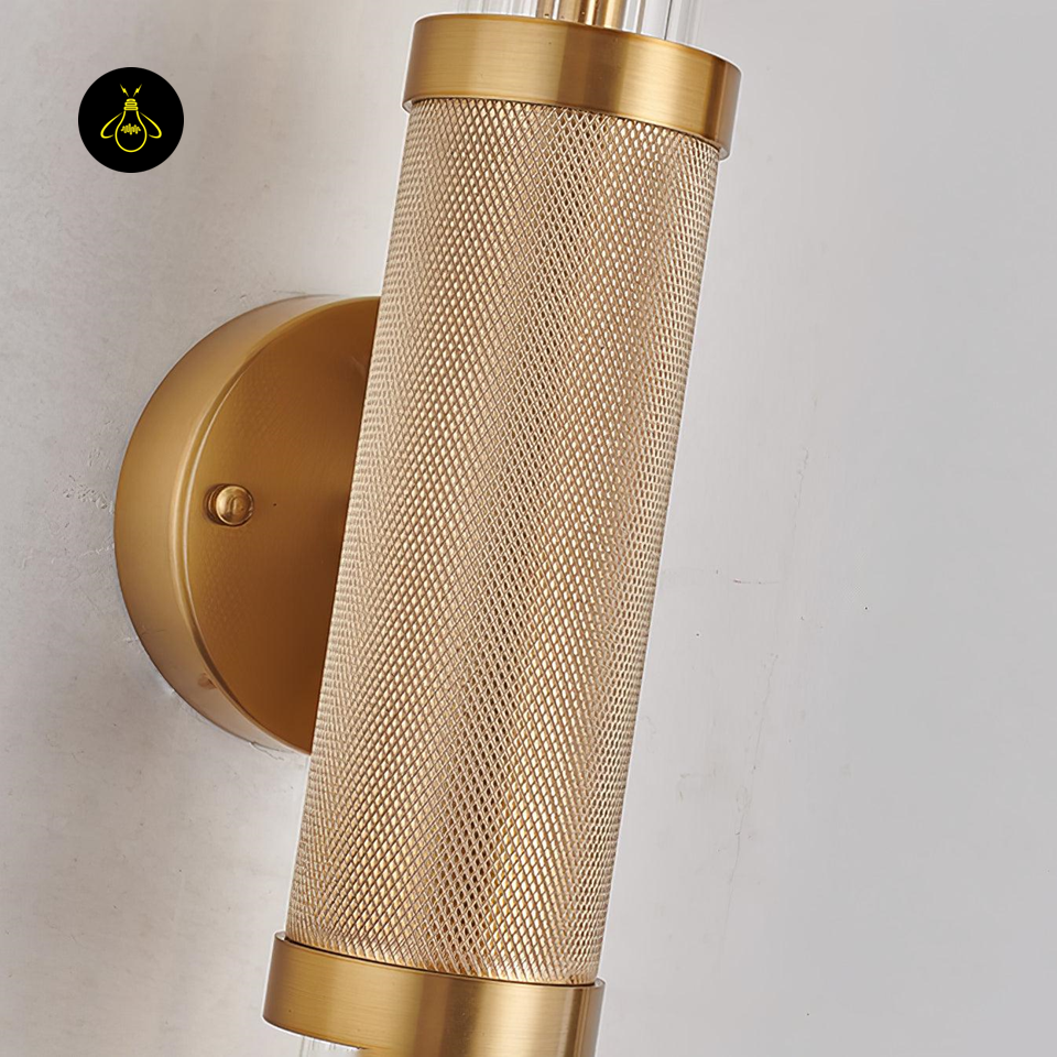 Jagmag Gold Wall Sconce with Clear Cylindrical Glass Shade, 29.9" Height, Modern Indoor Light