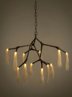 Modern Bronze Horsehair Chandelier with LED Lights, 198cm Height, for Luxury Living & Dining Spaces - Fancy and Decorative lights - Brand name jagmag lights