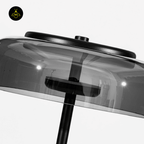 Modern Glass Table Lamp - Black Shade, Metal Base, for Elegant Living Rooms - Fancy and Decorative lights - Brand name jagmag lights