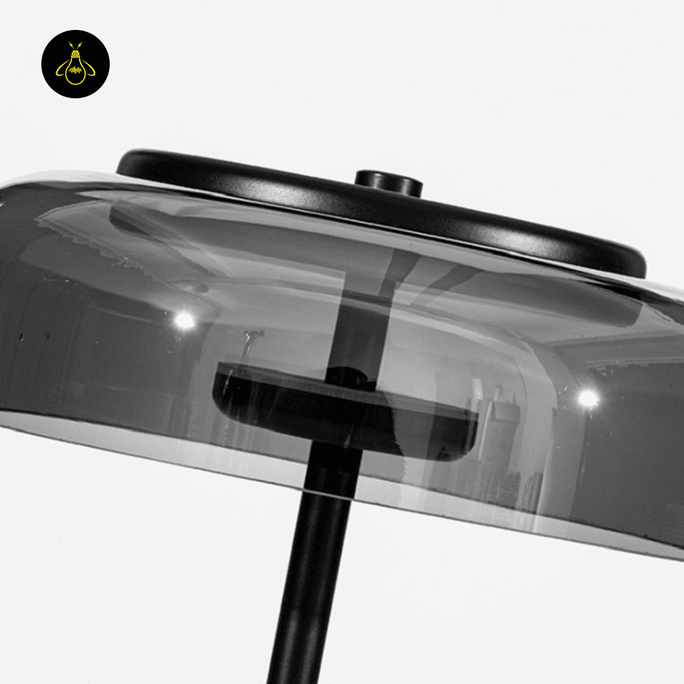 Modern Glass Table Lamp - Black Shade, Metal Base, for Elegant Living Rooms - Fancy and Decorative lights - Brand name jagmag lights