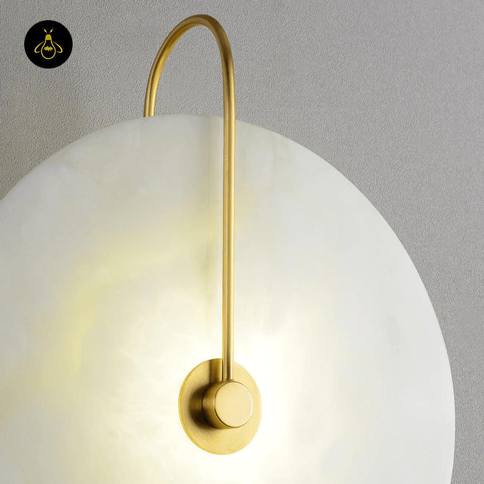 Jagmag Alabaster LED Wall Lamp - Plug-In, 25cm, Gold/Black, Set of 2 for Elegant Indoor Lighting - Fancy and Decorative lights - Brand name jagmag lights