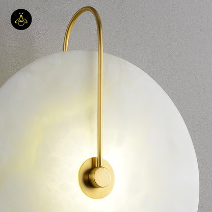 Jagmag Alabaster LED Wall Lamp - Plug-In, 25cm, Gold/Black, Set of 2 for Elegant Indoor Lighting