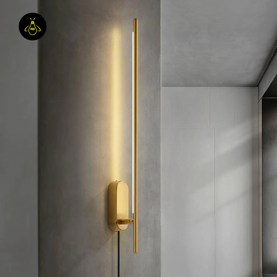 Jagmag Modern Wall Sconce with Brass Finish and Integrated LED, 23.6" High, for Living Room or Bedroom