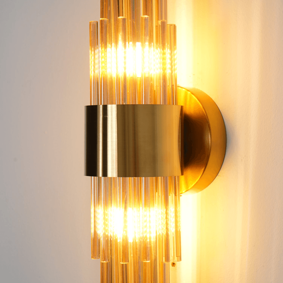 Jagmag Lights Streamline Wall Sconce with Gold-Plated Glass Tubes, 60cm Height, for Luxurious Indoor Spaces - Fancy and Decorative lights - Brand name jagmag lights