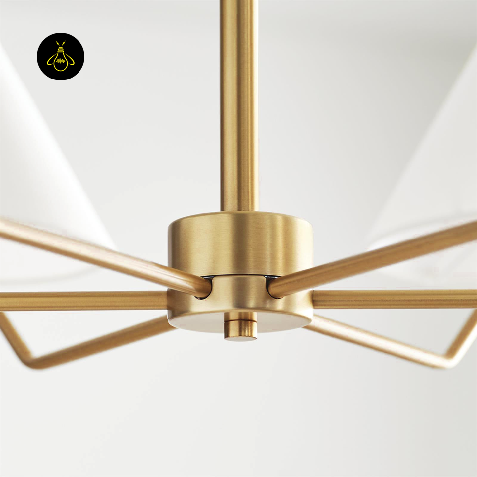 Jagmag Modern Fabric Shade Chandelier - Brass Finish, 6 Lights, 37.8-Inch - Dining Room Lighting