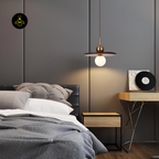 Jagmag Lights Modern Glass Pendant Lamp | Walnut & Gold | 11.8" | White Shade | Made in India