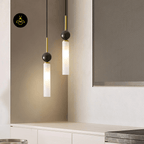 Jagmag Lights Stone Pendant Light | Modern Brass & Marble Design | G9 | Made in India - Fancy and Decorative lights - Brand name jagmag lights