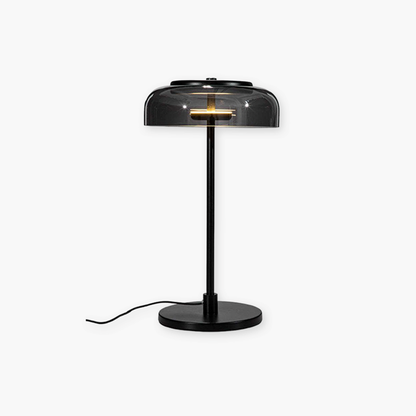 Modern Glass Table Lamp - Black Shade, Metal Base, for Elegant Living Rooms