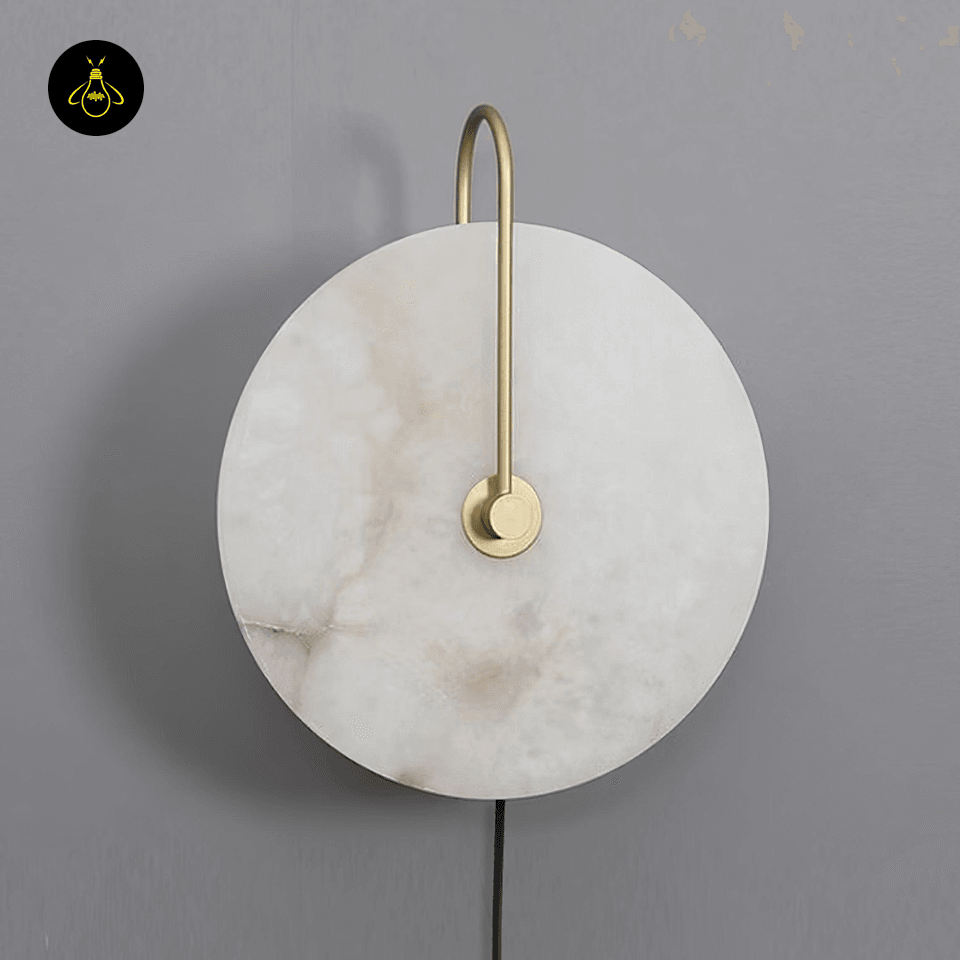 Jagmag Alabaster LED Wall Lamp - Plug-In, 25cm, Gold/Black, Set of 2 for Elegant Indoor Lighting - Fancy and Decorative lights - Brand name jagmag lights