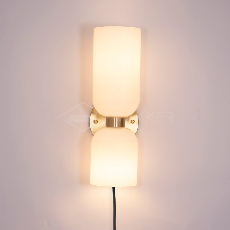 Jagmag Edie Brass Wall Sconce - Opal Glass, 35cm Height, for Elegant Interiors