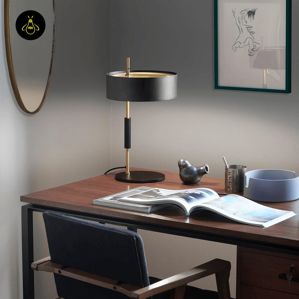 Jagmag Athezza Table Lamp - Iron Frame with Cylindrical Shade, 25cm, for Modern Interiors - Fancy and Decorative lights - Brand name jagmag lights