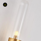 Jagmag Gold Wall Sconce with Clear Cylindrical Glass Shade, 29.9" Height, Modern Indoor Light