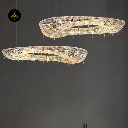 Jagmag Lights Modern Round Crystal Chandelier with Chrome Finish, Adjustable Height, for Living Room or Dining Room