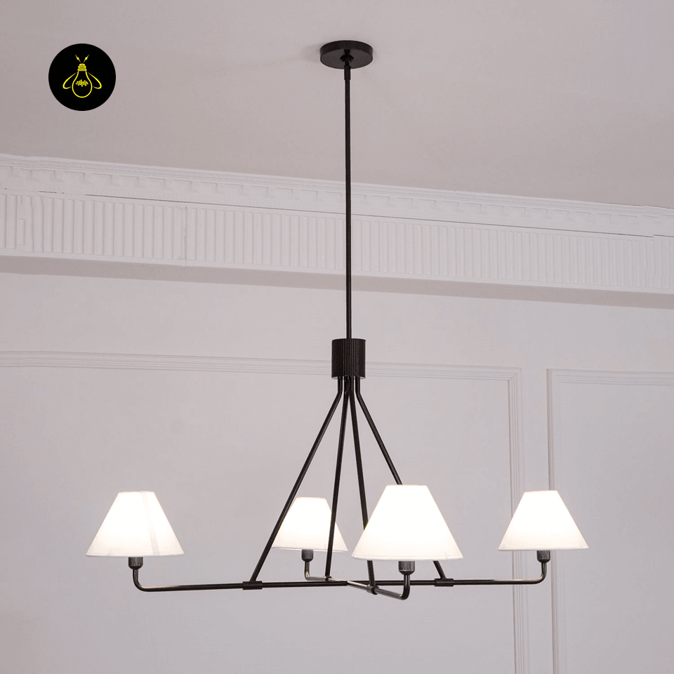 Jagmag Modern Fabric Shade Chandelier, 4 Lights, 43.3-Inch Diameter - Living Room Lighting - Fancy and Decorative lights - Brand name jagmag lights