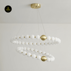 Jagmag Modern Acrylic Pearl Chandelier - Brass Finish, 32.3/40.2-Inch - Statement Lighting - Fancy and Decorative lights - Brand name jagmag lights
