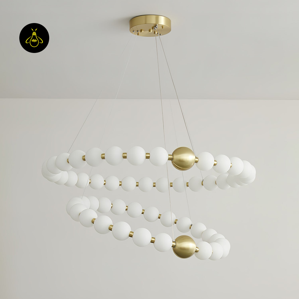 Jagmag Modern Acrylic Pearl Chandelier - Brass Finish, 32.3/40.2-Inch - Statement Lighting