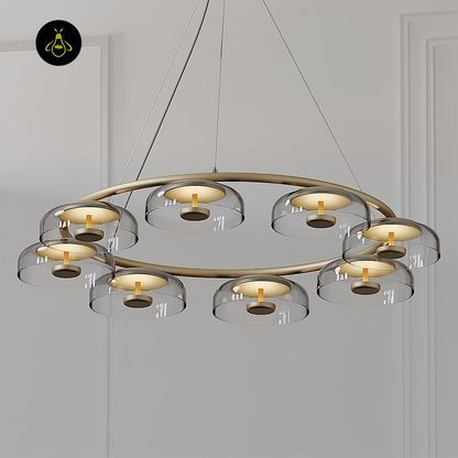 Jagmag Lights Solara LED Chandelier - 8 Lights, Brass Finish, 39.4-Inch Diameter - Bedroom, Small Living Room