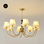 Fabric Shade Chandelier - Jagmag Modern Gold & Wood Chandelier - 6 Lights, 35.4-Inch - Living Room Lighting - Fancy and Decorative lights - Brand name jagmag lights