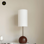 Jagmag Orbis Wooden Table Lamp - Fabric Shade, 20cm Sphere, for Cozy Interiors - Fancy and Decorative lights - Brand name jagmag lights