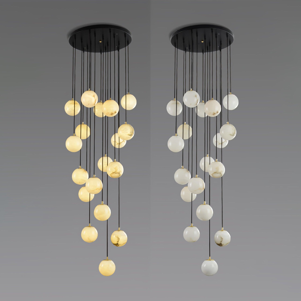 Jagmag Modern Alabaster Ball Chandelier - 18 Lights, 23.6-Inch - Statement Lighting